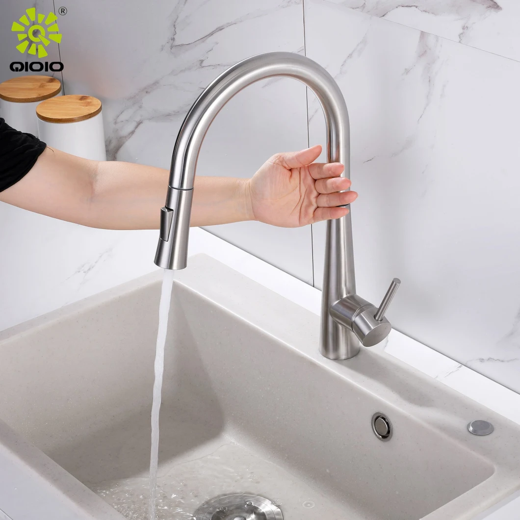 Single Hole Induction Magnetization 304 Stainless Steel Sensor Kitchen Sink Mixer Faucet